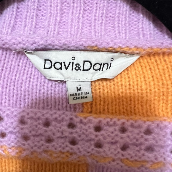 DAVI & DANI Lavender and Mustard Check Open Cardigan - Picture 3 of 3